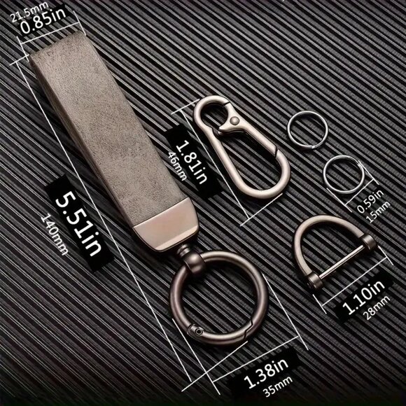 Sophisticated Vegan Leather & Alloy Multi Function Belt Loop Lanyard Key Chain - Picture 4 of 4